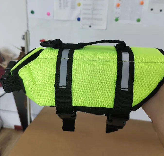 Wuffy SafeSwim dog life jacket in Neon Green
