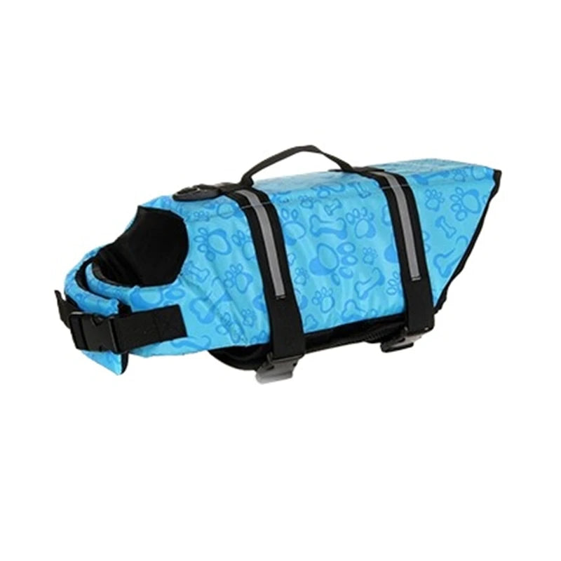 Wuffy SafeSwim dog life jacket in Blue Paw Print