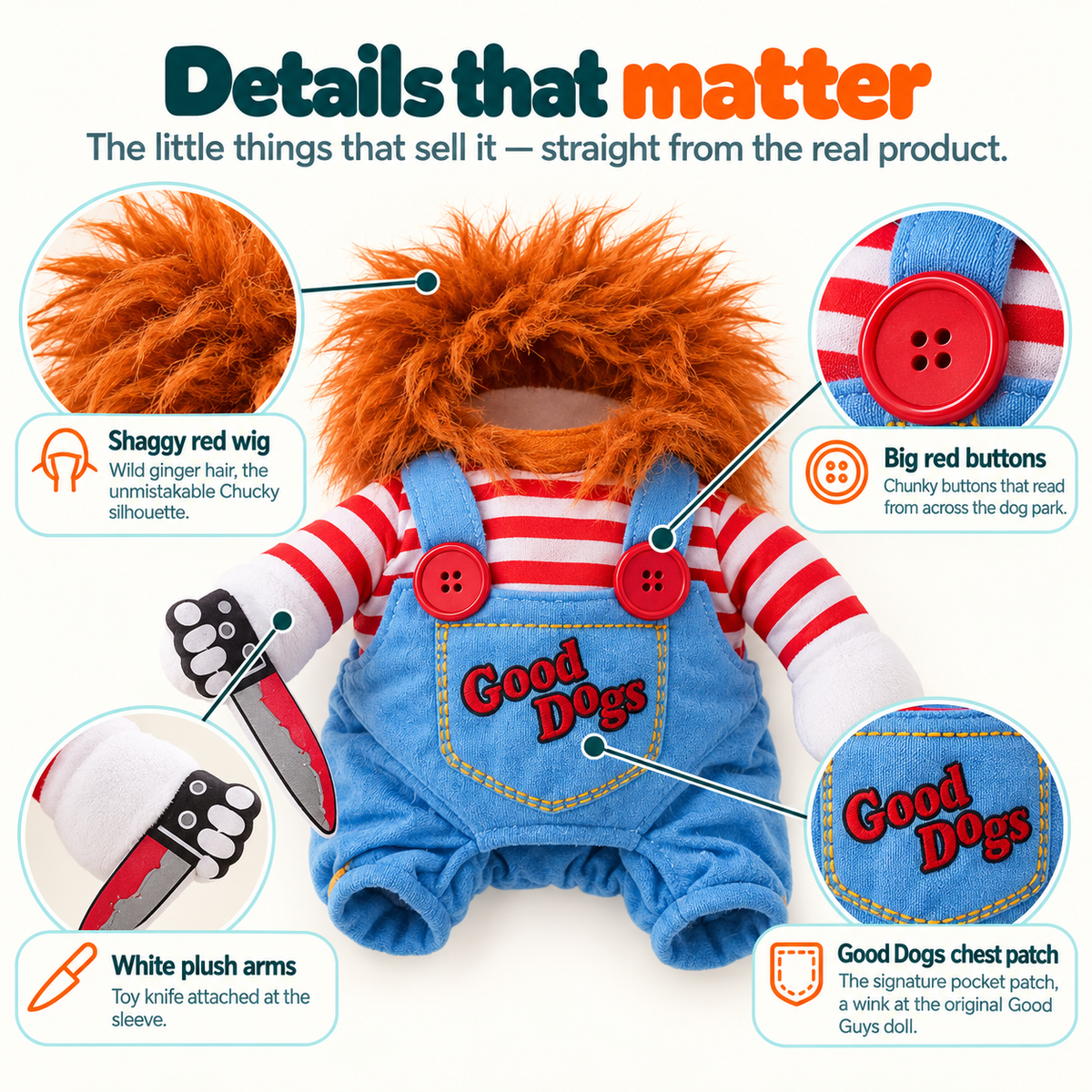 Wuffy Chucky Doll Dog Costume