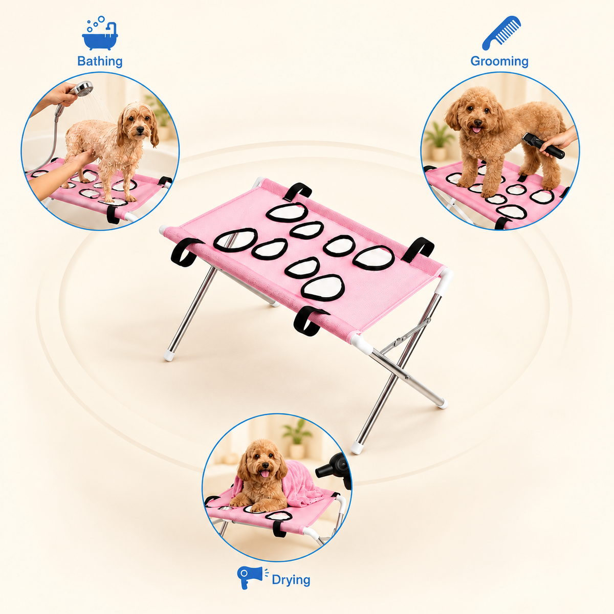 Foldable Pet Bathing Hammock Stand – Bathing & Grooming Support for Dogs and Cats