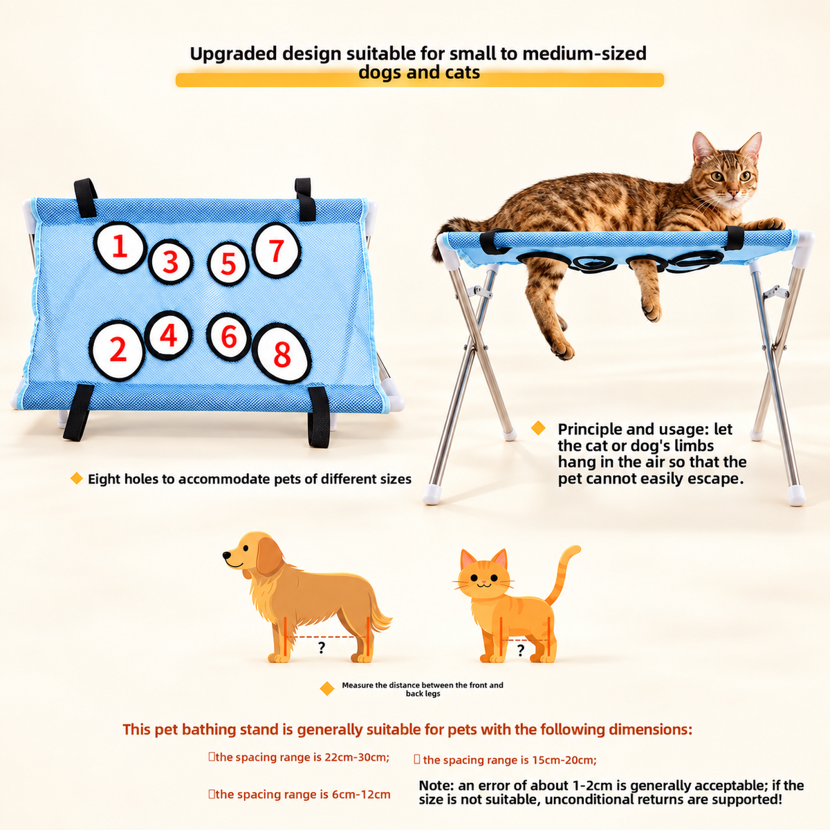 Foldable Pet Bathing Hammock Stand – Bathing & Grooming Support for Dogs and Cats