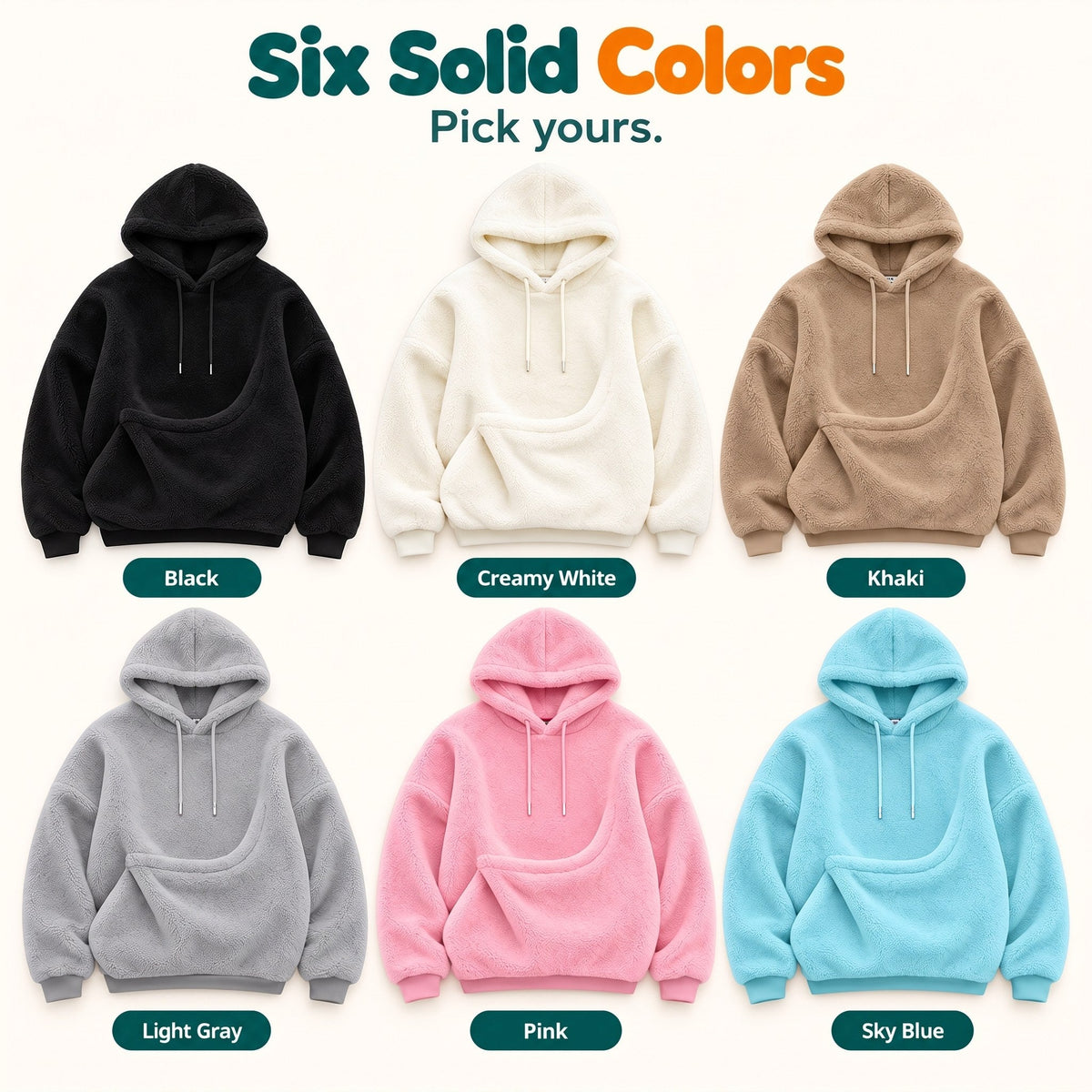 Wuffy SnuggleHood pet hoodie in six colours: black, creamy white, khaki, light gray, pink and sky blue